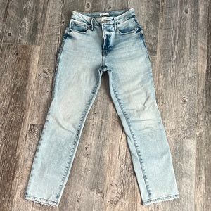Good American high rise straight leg light wash jeans